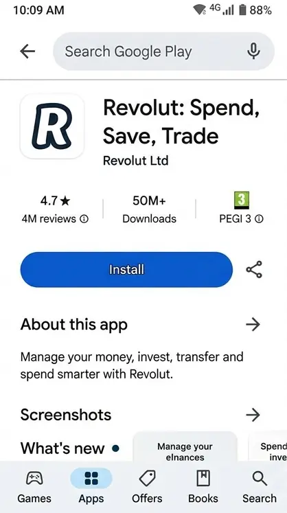 revolut aplikacja mobilna